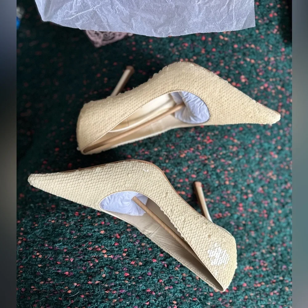 Jeffrey Campbell Risk Sequin Heels — NWT, Rare Neutral Colorway, Size 8